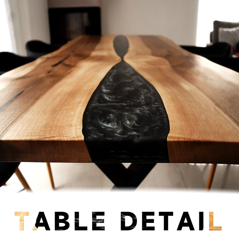 Custom Walnut Epoxy Resin River Table Graphite Gray WRT-56
