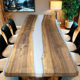 Custom Walnut Epoxy Resin River Table Gray Resin WRT-53