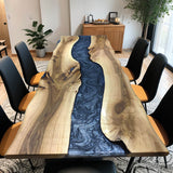 Custom Walnut Epoxy Resin River Table Gray Resin WRT-42