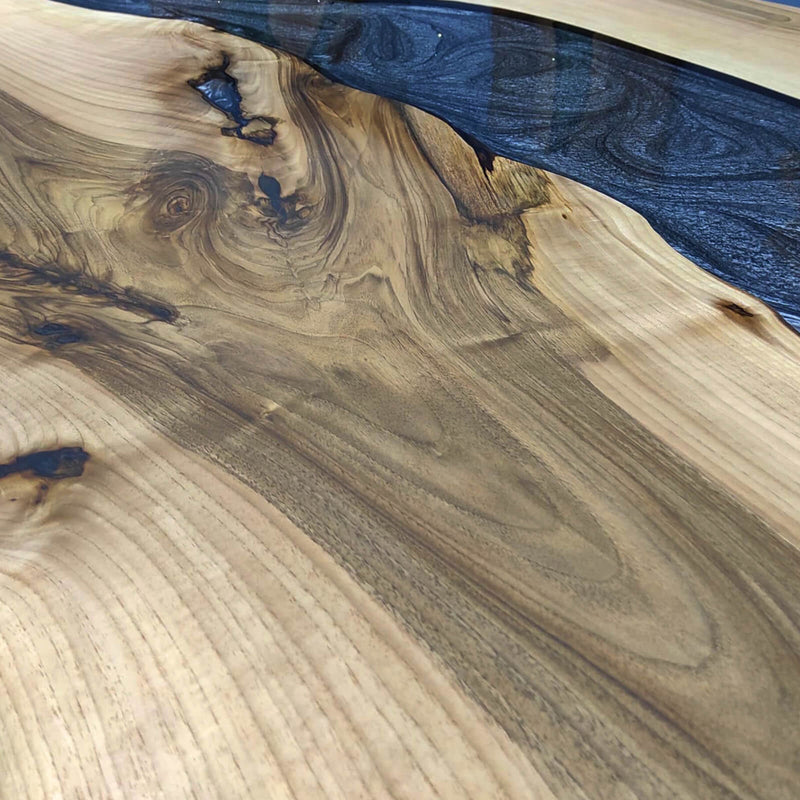 Custom Walnut Epoxy Resin River Table Gray Resin WRT-42