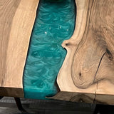 Custom Walnut Epoxy Resin River Table Green Resin WRT-29