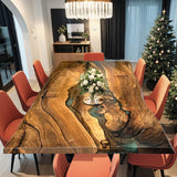 Custom Walnut Epoxy Resin River Table Green Resin WRT-39