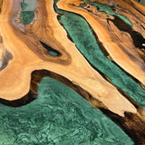 Custom Walnut Epoxy Resin River Table Green Resin WRT-02