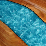 Custom Walnut Epoxy Resin River Table Mint Blue Resin WRT-19