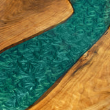 Custom Walnut Epoxy Resin River Table Mint Green Resin WRT-48