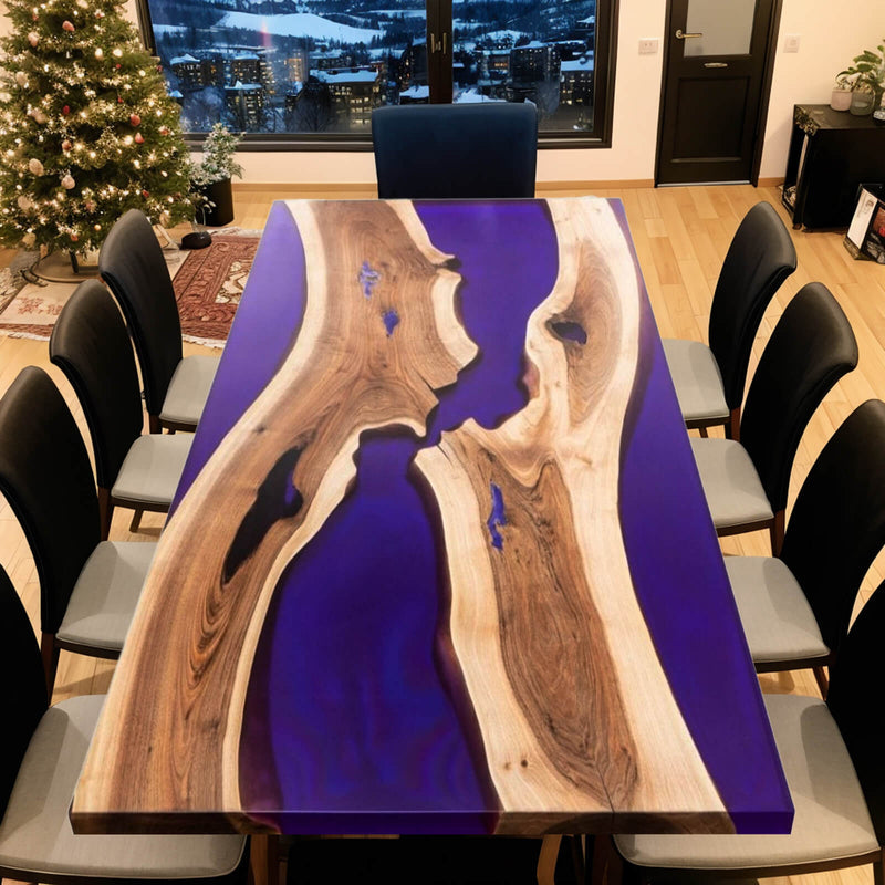 Custom Walnut Epoxy Resin River Table Purple Resin WRT-43