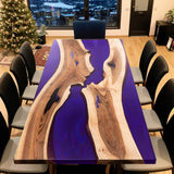 Custom Walnut Epoxy Resin River Table Purple Resin WRT-43