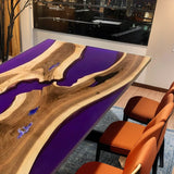 Custom Walnut Epoxy Resin River Table Purple Resin WRT-43