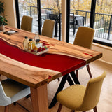 Custom Walnut Epoxy Resin River Table Red Resin WRT-03