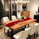 Custom Walnut Epoxy Resin River Table Red Resin WRT-03