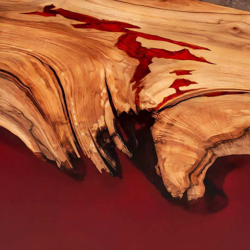 Custom Walnut Epoxy Resin River Table Red Resin WRT-03
