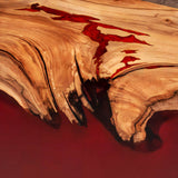 Custom Walnut Epoxy Resin River Table Red Resin WRT-03