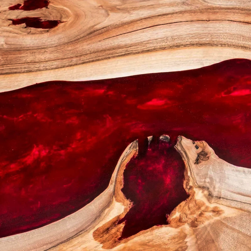 Custom Walnut Epoxy Resin River Table Red Resin WRT-44