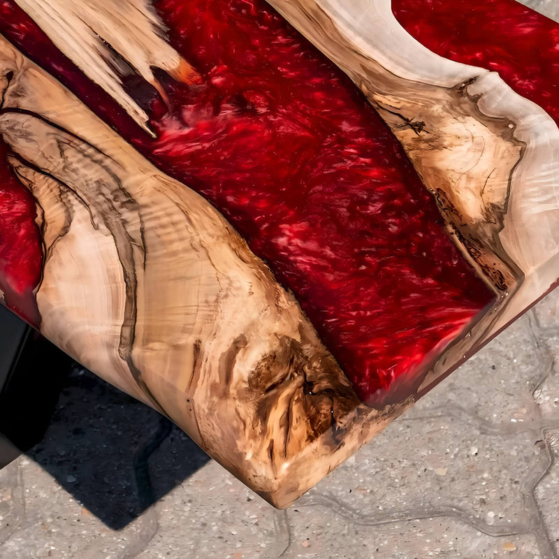 Custom Walnut Epoxy Resin River Table Red Resin WRT-44