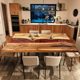Custom Walnut Epoxy Resin River Table Red Resin WRT-35