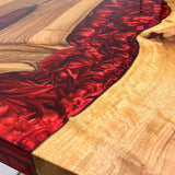 Custom Walnut Epoxy Resin River Table Red Resin WRT-35