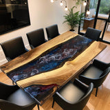 Custom Walnut Epoxy Resin River Table Red White Blue Resin WRT-28