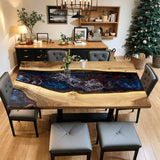 Custom Walnut Epoxy Resin River Table Red White Blue Resin WRT-28