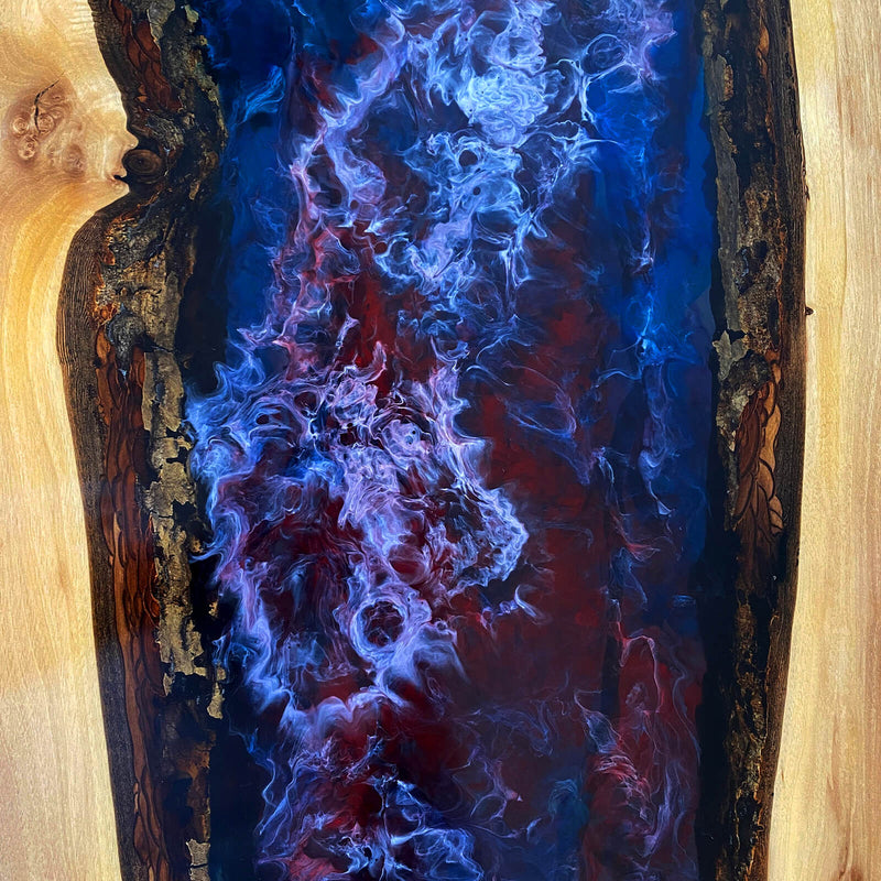 Custom Walnut Epoxy Resin River Table Red White Blue Resin WRT-28