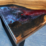 Custom Walnut Epoxy Resin River Table Red White Blue Resin WRT-28