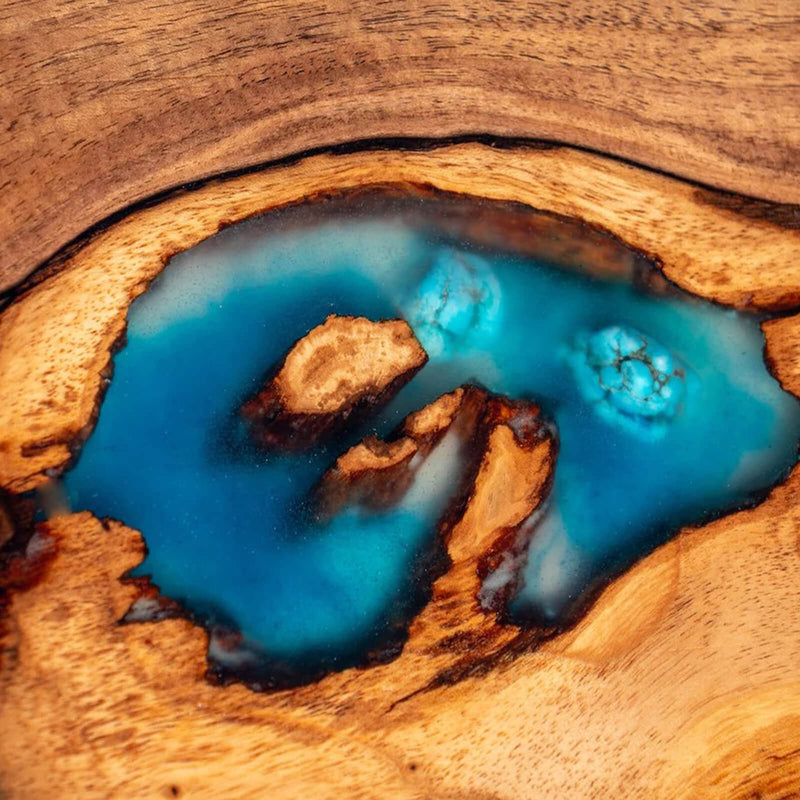Custom Walnut Epoxy Resin River Table Turquoise Resin WRT-41