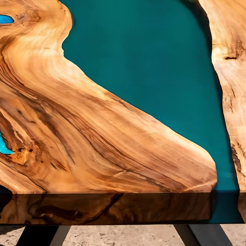 Custom Walnut Epoxy Resin River Table Turquoise Resin WRT-41