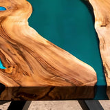 Custom Walnut Epoxy Resin River Table Turquoise Resin WRT-41
