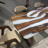 Custom Walnut Epoxy Resin River Table White Resin WRT-52