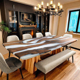 Custom Walnut Epoxy Resin River Table White Resin WRT-52