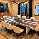 Custom Walnut Epoxy Resin River Table White Resin WRT-52