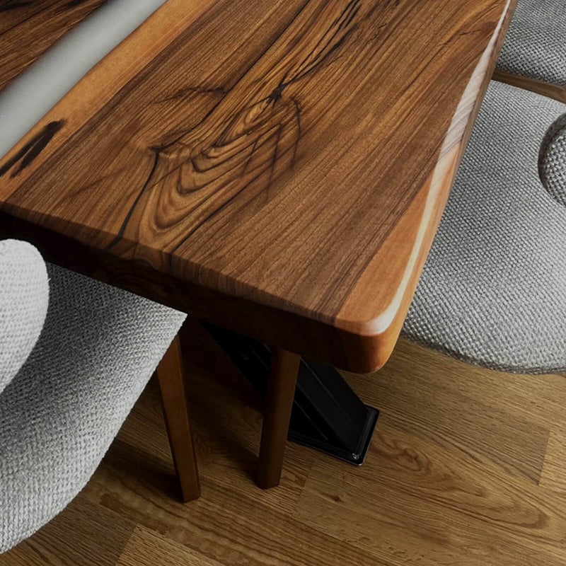 Custom Black Walnut Epoxy Resin River Table White Resin BRT-90
