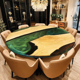 Custom Walnut Epoxy Resin Round Coffee Table Green Resin CRT-51