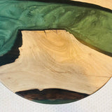 Custom Walnut Epoxy Resin Round Coffee Table Green Resin CRT-51