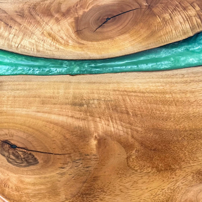 Custom Walnut Epoxy Resin Round Coffee Table Green Resin CRT-50