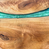Custom Walnut Epoxy Resin Round Coffee Table Green Resin CRT-50