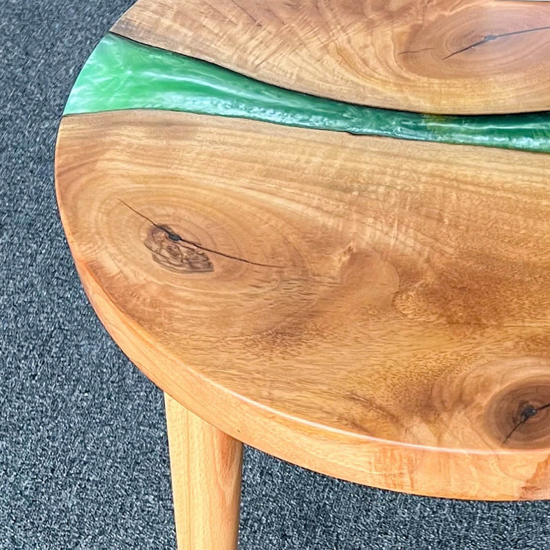 Custom Walnut Epoxy Resin Round Coffee Table Green Resin CRT-50