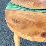 Custom Walnut Epoxy Resin Round Coffee Table Green Resin CRT-50