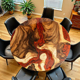 Custom Walnut Epoxy Resin Round Coffee Table Red Resin CRT-55