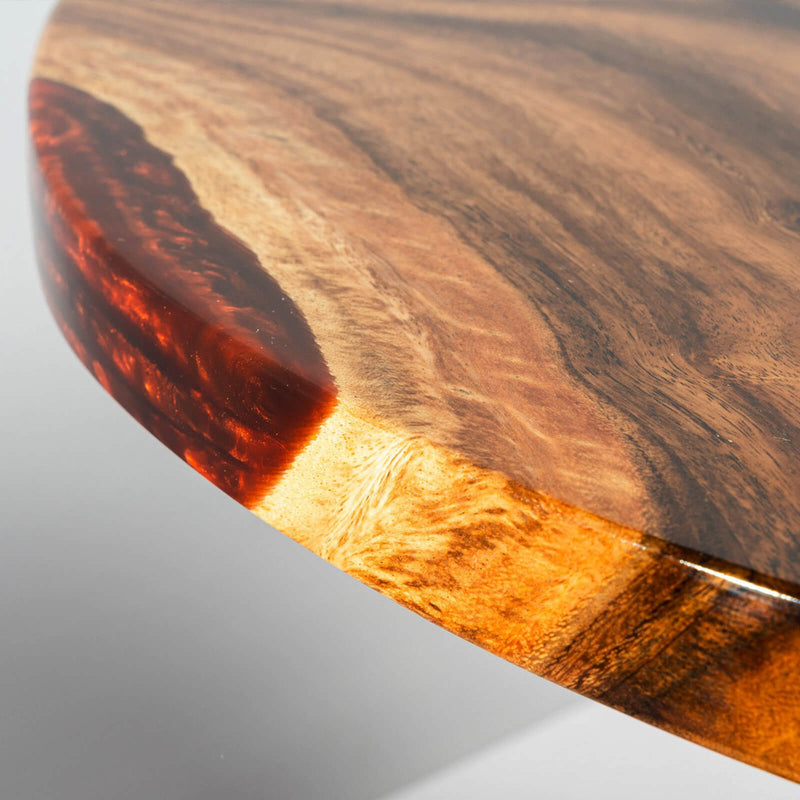 Custom Walnut Epoxy Resin Round Coffee Table Red Resin CRT-55