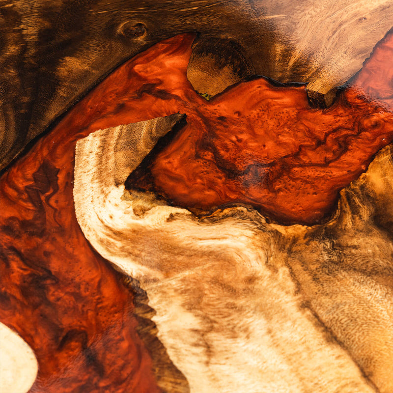 Custom Walnut Epoxy Resin Round Coffee Table Red Resin CRT-55