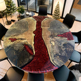 Custom Walnut Epoxy Resin Round Coffee Table Red Resin CRT-54