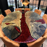 Custom Walnut Epoxy Resin Round Coffee Table Red Resin CRT-54