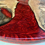 Custom Walnut Epoxy Resin Round Coffee Table Red Resin CRT-54