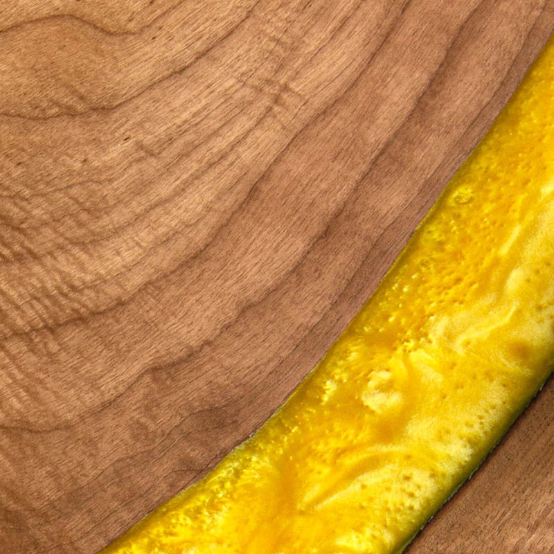 Custom Walnut Epoxy Resin Round Coffee Table Yellow Resin CRT-53
