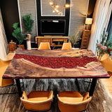 Custom Walnut Wood Epoxy Resin River Table Red Resin WRT-54