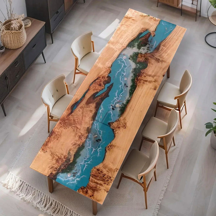 Custom Poplar Epoxy Wave Conference Table PRT-06