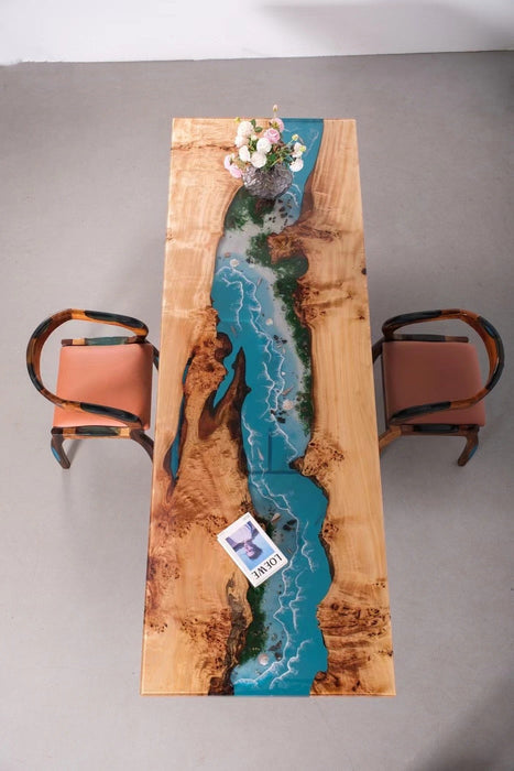 Custom Poplar Epoxy Wave Conference Table PRT-06