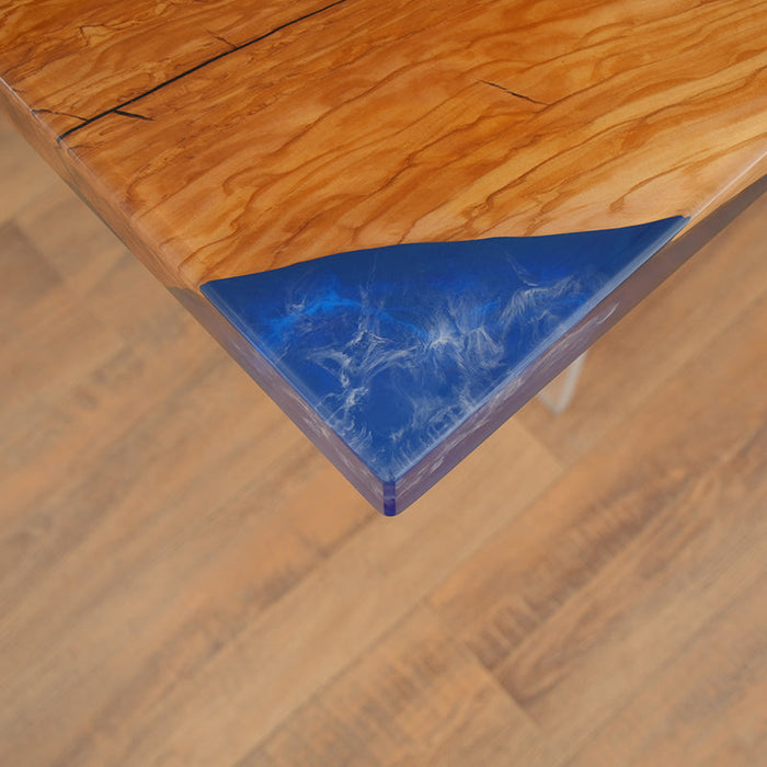 Custom Olive Blue Waves Epoxy Resin River Dining Table ORT-59