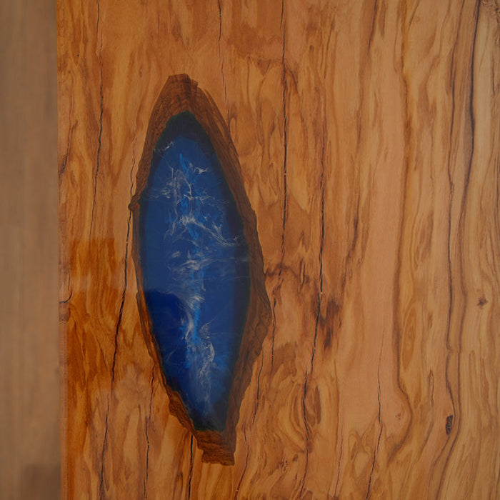 Custom Olive Blue Waves Epoxy Resin River Dining Table ORT-59