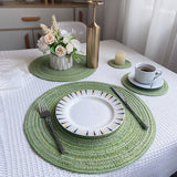 Nordic Style Faux Cotton Yarn Round Ramie Woven Coaster heat-insulating Plate mat Placemats